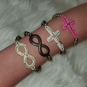 5/$30 Stretchy Beaded Cute Cross/Infinity Bundle